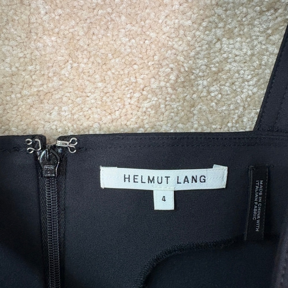 HELMUT LANG Mini Dress Womens 4 Black Pockets Minimalist Designer Chic LBD - Picture 6 of 7